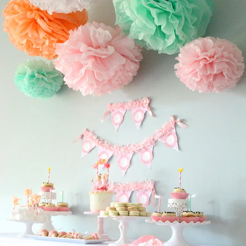 5pcs 6''-12'' Tissue Paper Pompoms Wedding Decorative Flowers Ball Baby Shower Birthday Party Decoration paper pom poms | Дом и