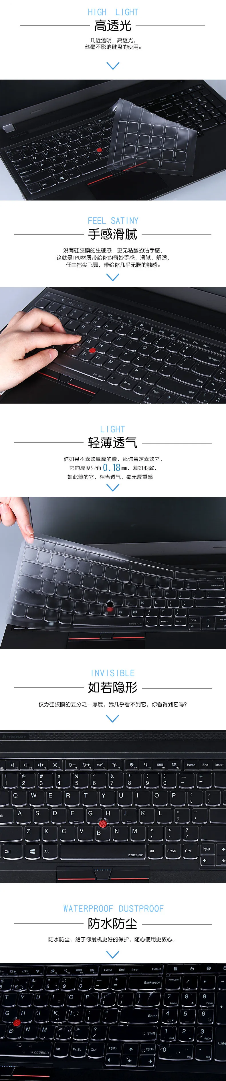 Прозрачный чехол для клавиатуры ноутбука из ТПУ Lenovo Thinkpad T560 P50 P51 S5 YOGA 15 E570 E570C E575 L560