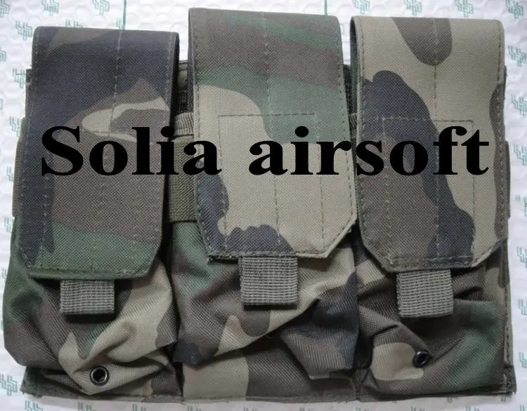 Тактическая Тройная Сумка molle Тройной Журнал mag круглая сумка для боеприпасов мягкая с застежкой Лесной