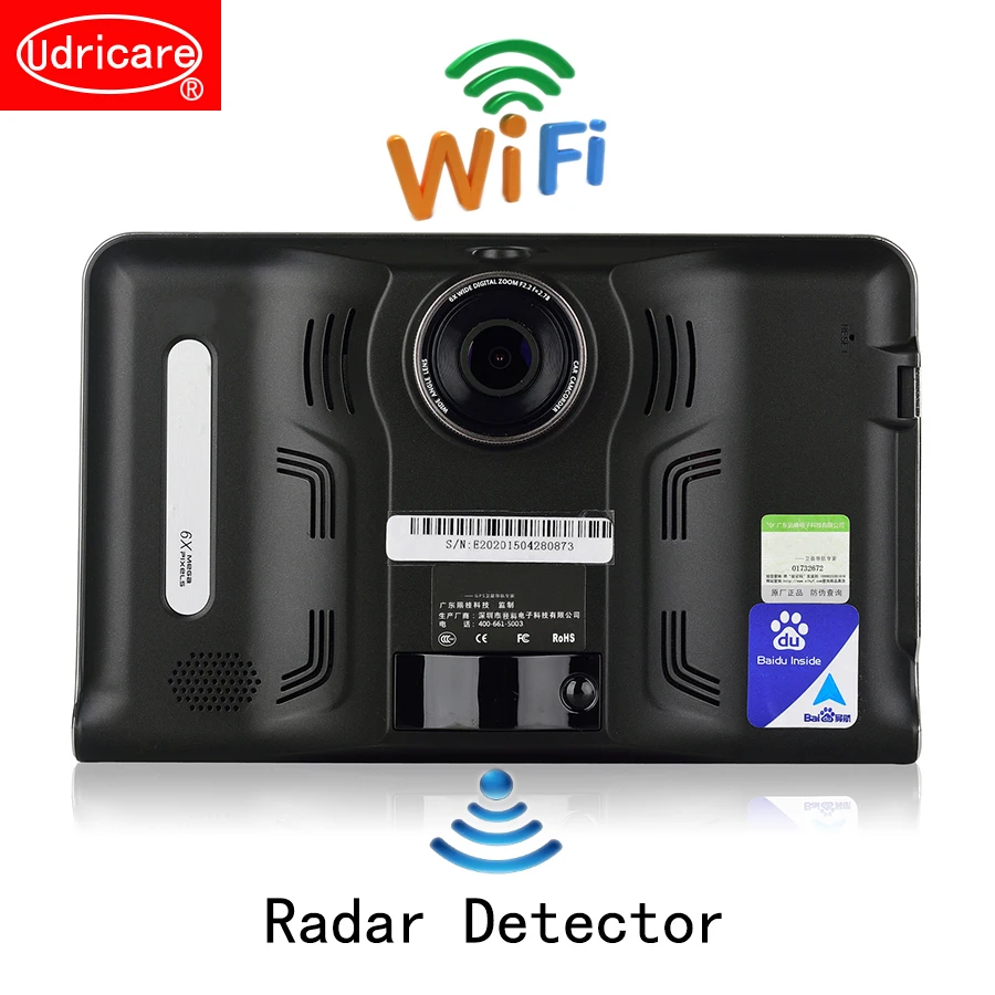 Udricare 7 дюймов gps Android WiFi навигации DVR видеокамеры 16 GB Антирадары Allwinner A33 4 ядра