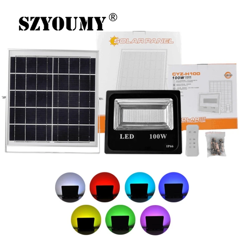 SZYOUMY 100 Вт светодиодный солнечный прожектор белый/двойной цвет/RGB наружные