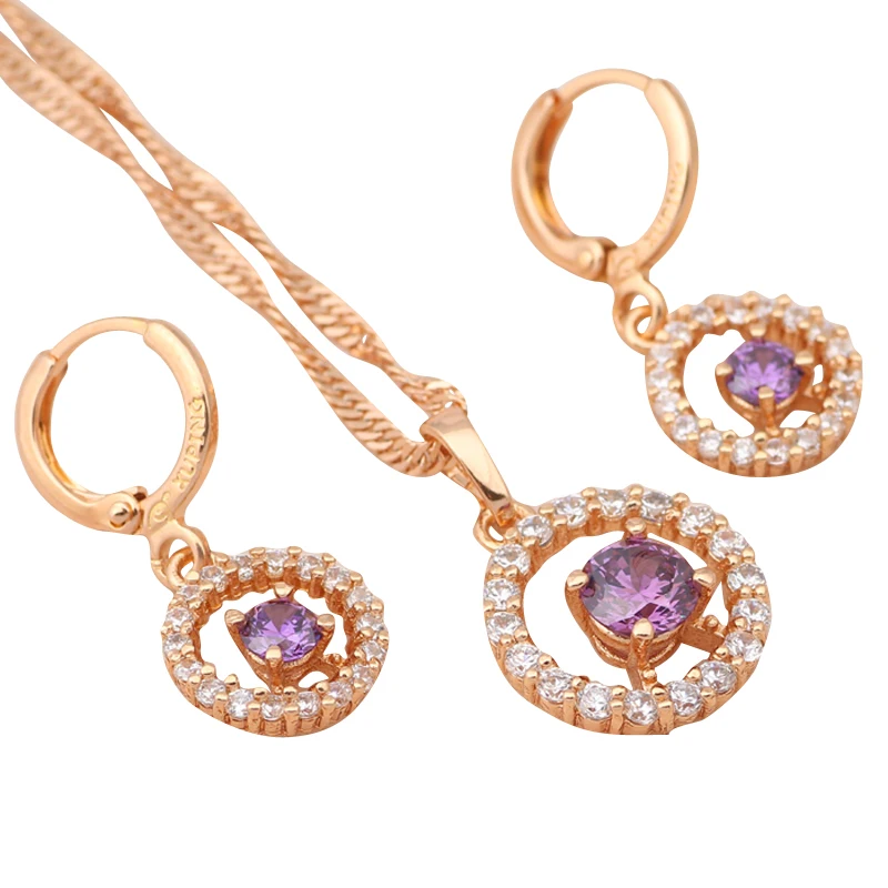 Круглый Стиль серьги золотые тона Цепочки и ожерелья Модные украшения Наборы