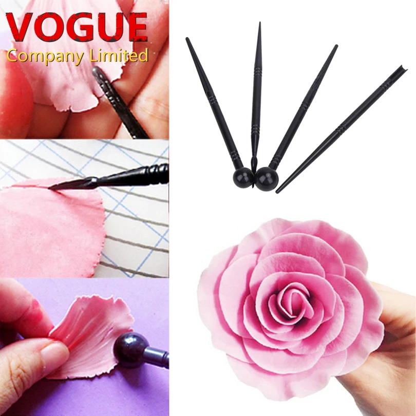 4 шт. торт резные ручки цветок Моделирование Инструменты Форма stick текстура