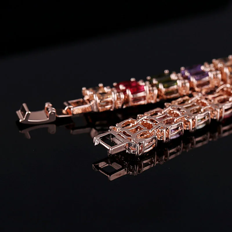 Роскошные AAA циркон браслеты для женщин трендовые розовое золото C двойные полосы