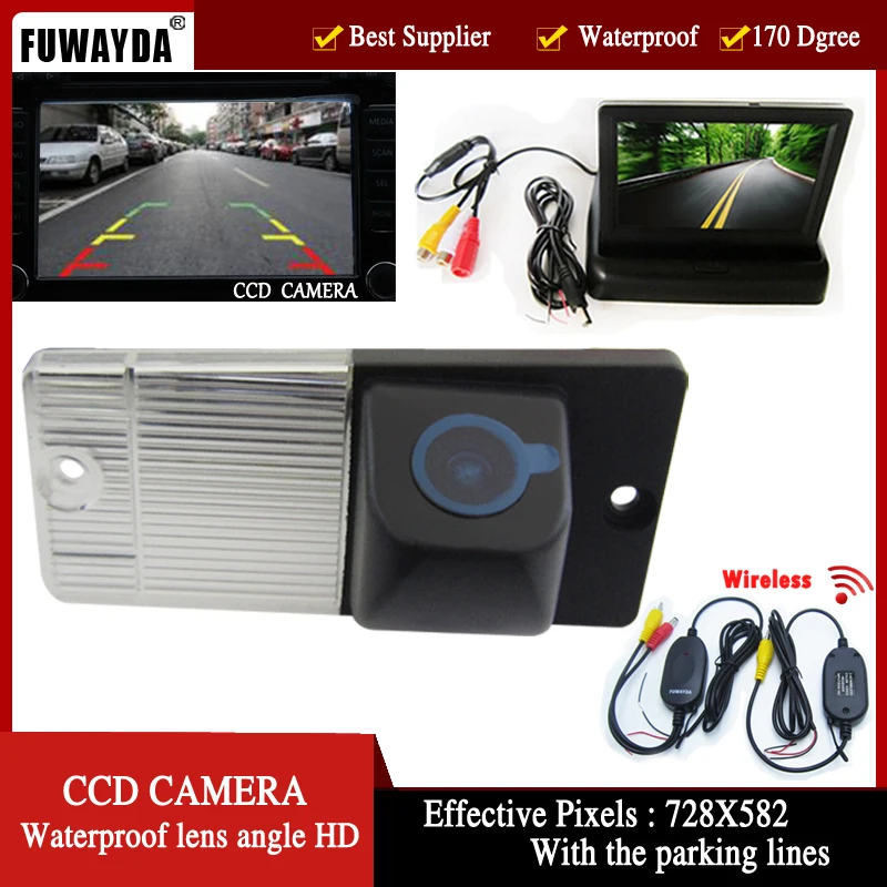 

FUWAYDA Wireless Color CCD Car Rear View Camera for KIA SORENTO SPORTAGE,with 4.3 Inch foldable LCD TFT Monitor
