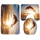 3 шт набор ковриков для ванной дельфин, Дофин прыжки Восход узор Ванная комната ковер Нескользящие душ (термопластичный эластомер) коврик комплект коврик для туалета