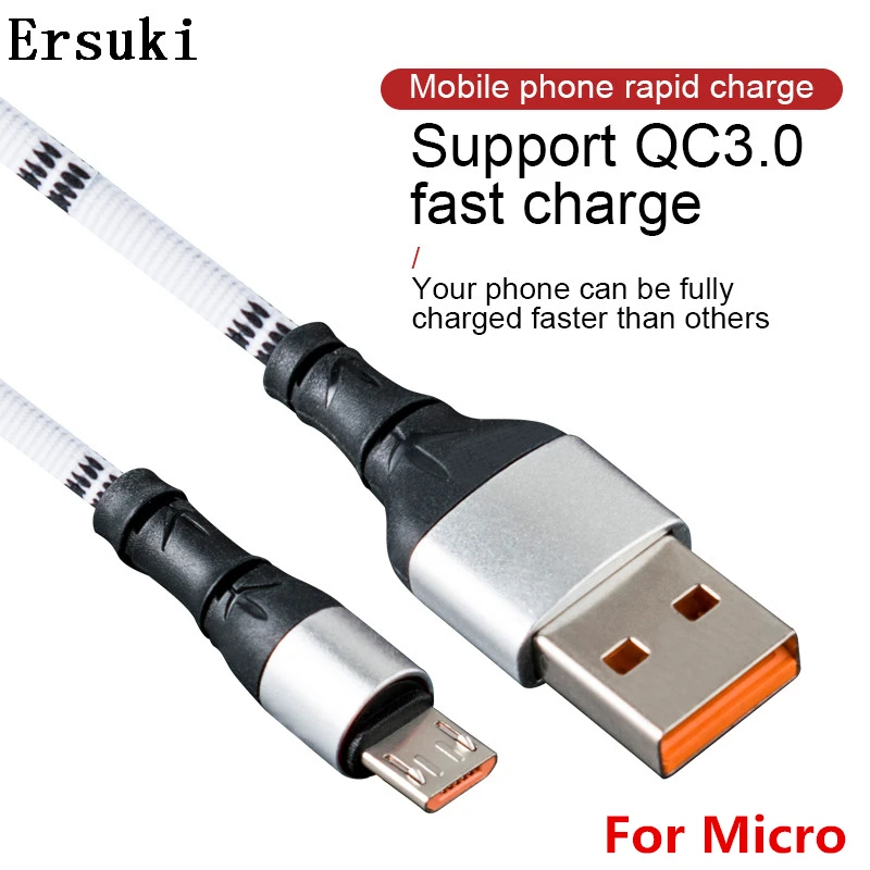 Кабель Micro USB Ersuki 3.0A для быстрой зарядки usb-кабель для передачи данных для huawei samsung Xiaomi Tablet Android мобильный телефон usb-кабель для зарядки