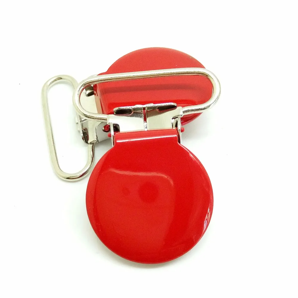 

20PCS Red Tone Metal Round Shape Baby Pacifier Clip Suspender 36x 25mm