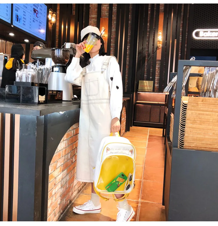 Водонепроницаемый прозрачный ПВХ кошачьи ушки женский рюкзак Harajuku школьные сумки для девочек-подростков Ita сумка рюкзак для ноутбука дорожные сумки