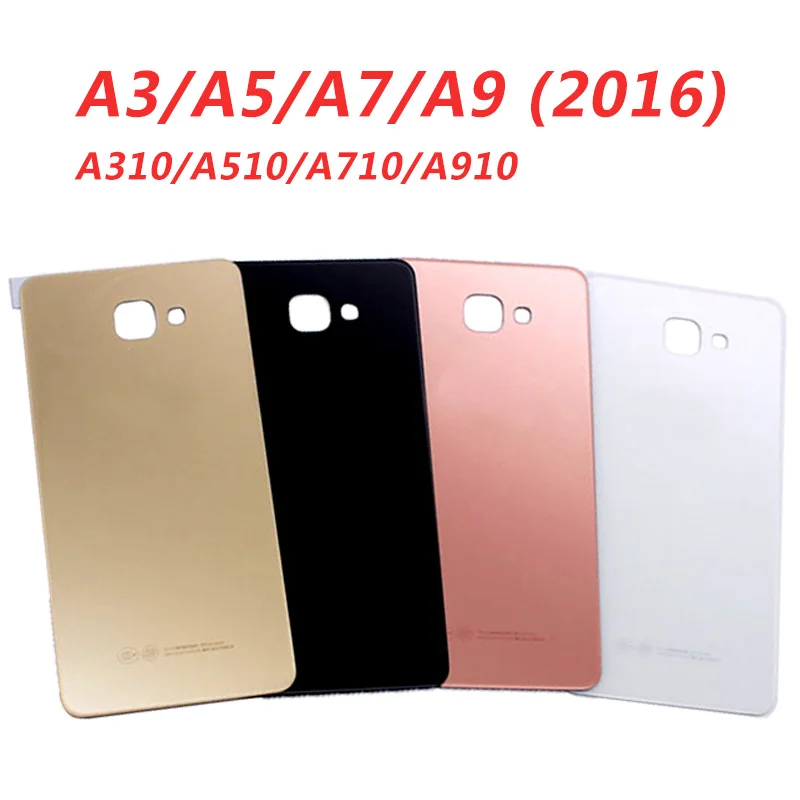 Сзади Корпус для samsung A3 A310 A5 A510 A7 A710 A9 A910 Новинка задняя дверь Батарея крышка Стекло обложки с липким логотип