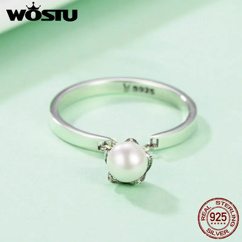 WOSTU, трендовый дизайн, 925 пробы, серебро, культивированное, элегантное, регулируемое звено, кольца для женщин, ювелирное изделие, Рождественский подарок FIR165