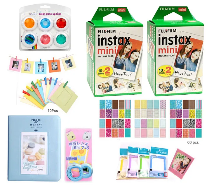 40 шт. подлинный белый край Fuji Fujifilm Instax Mini 8 пленочная камера аксессуары для мини 9 мини 8 7S мгновенная камера s Набор