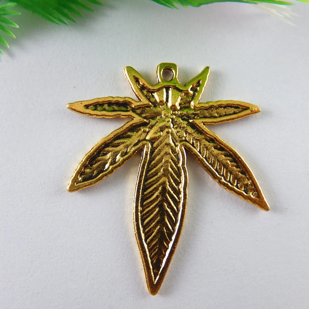 10 шт. Топ Антикварные Золотые листья конопли ювелирные изделия фурнитура
