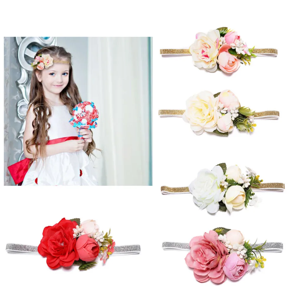 M MISM 1pc Children Flower Crown Headband Elastic Kids Head Bands Handmade Cotton For Girls Accessories | Детская одежда и обувь