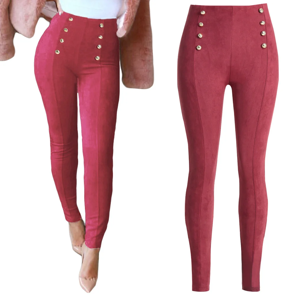 Сексуальные женские облегающие брюки из искусственной замши однотонные пуш ап с