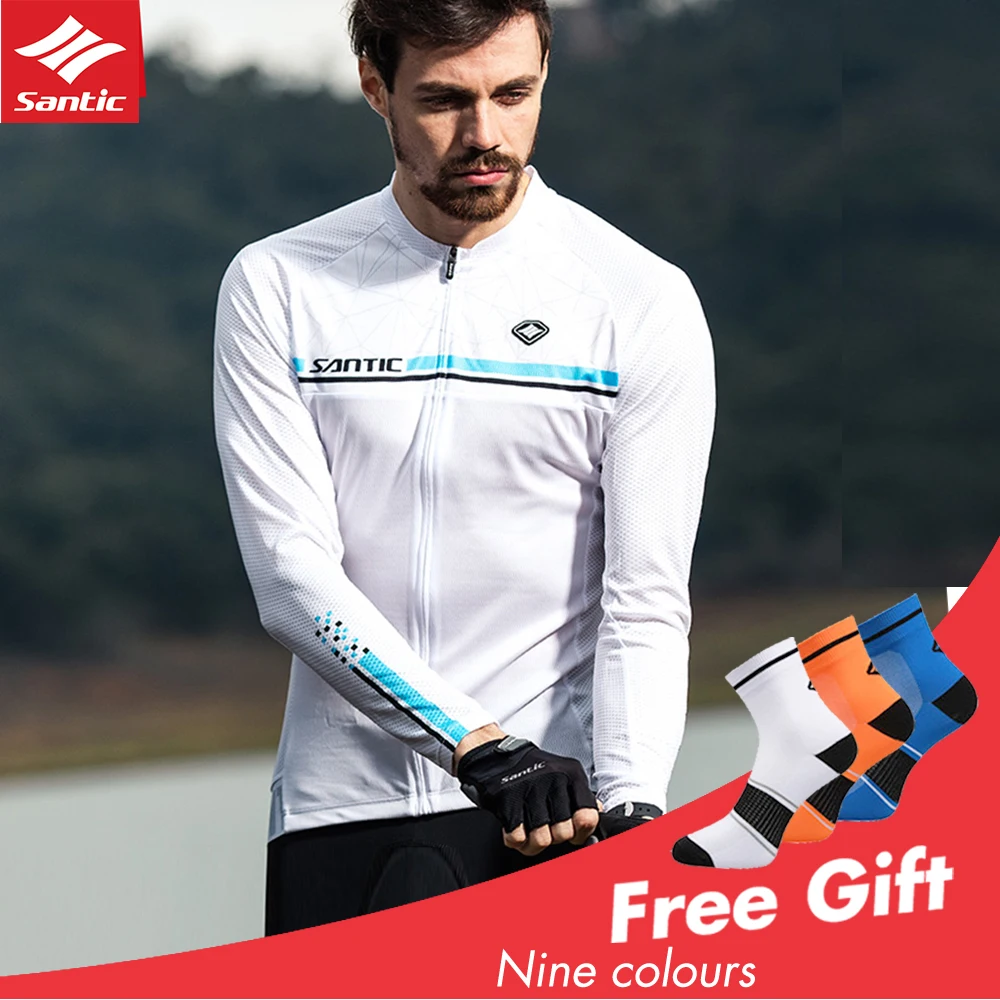 Мужские майки для велоспорта Santic спортивная одежда с длинным рукавом горного