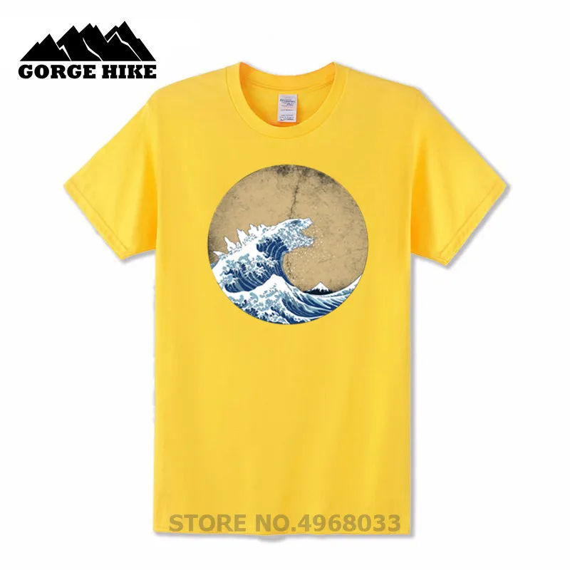 Новая Винтажная Футболка Hokusai Kaiju новая рубашка летняя модная мужская футболка