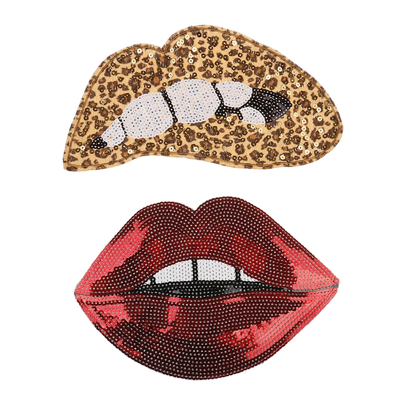 NEW DIY SEXY Lips Sequin Patch Iron On Fabric Sticker For Clothes Badge Embroidered Appliques Wholesale | Дом и сад