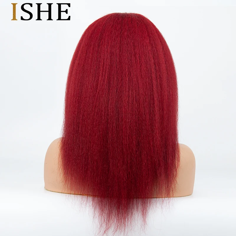 Harga Warna Merah Penuh Renda Rambut Manusia Wig Keriting Lurus Digunakan Dipetik Dengan Bayi Rambut Tanpa Glueless Tanpa 13X6 Renda Depan Wig Untuk WANITA HITAM Remy