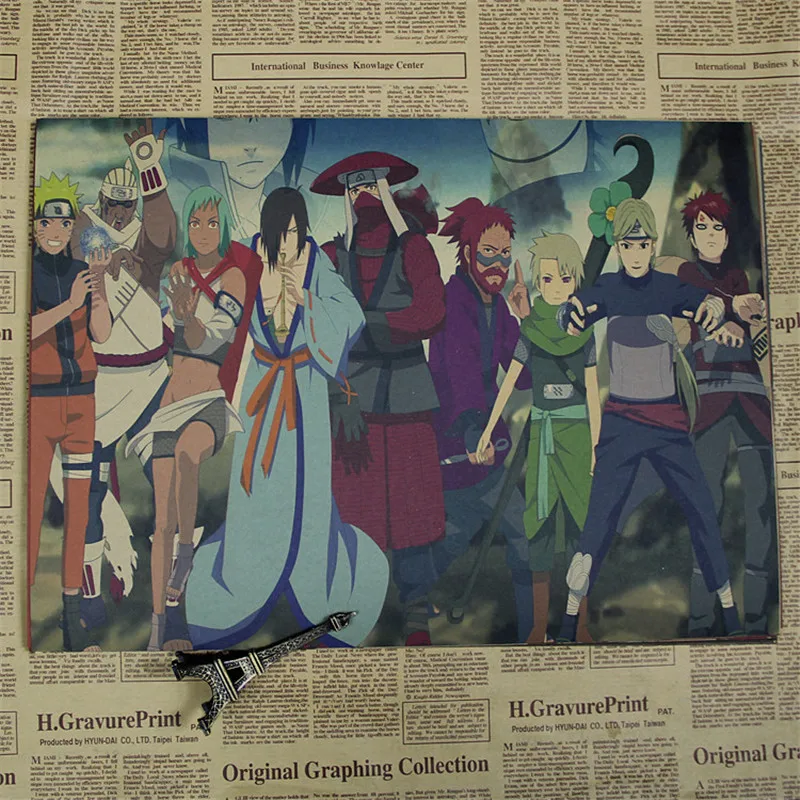 Винтаж аниме мультфильм Узумаки постер Naruto бар Детская комната Домашний декор комиксы Наруто ретро крафт-бумага живопись Наклейка на стену