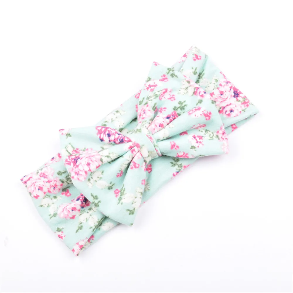 

15pcs/lot floral fabric headband hair bow headwear -big bow knitted headbands Boutique Headwear