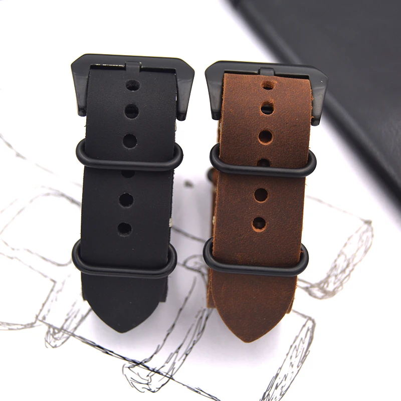 Ремешок из натуральной кожи для наручных часов черный зеленый браслет ручной