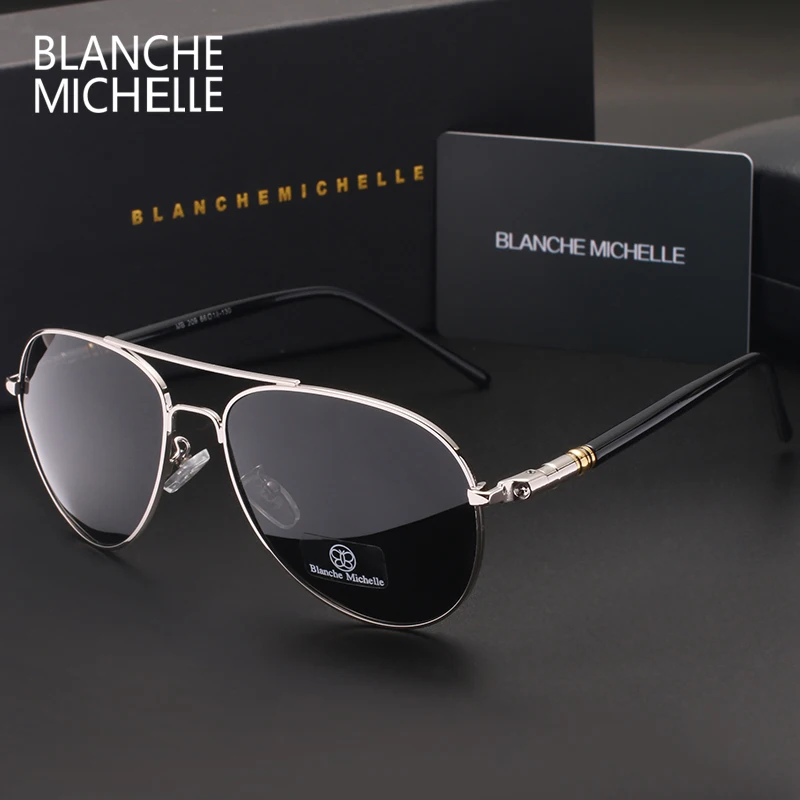 

High Quality Pilot Polarized Sunglasses Men Brand Mens Sun Glasses Driving UV400 Vintage Sunglass Oculos With Box