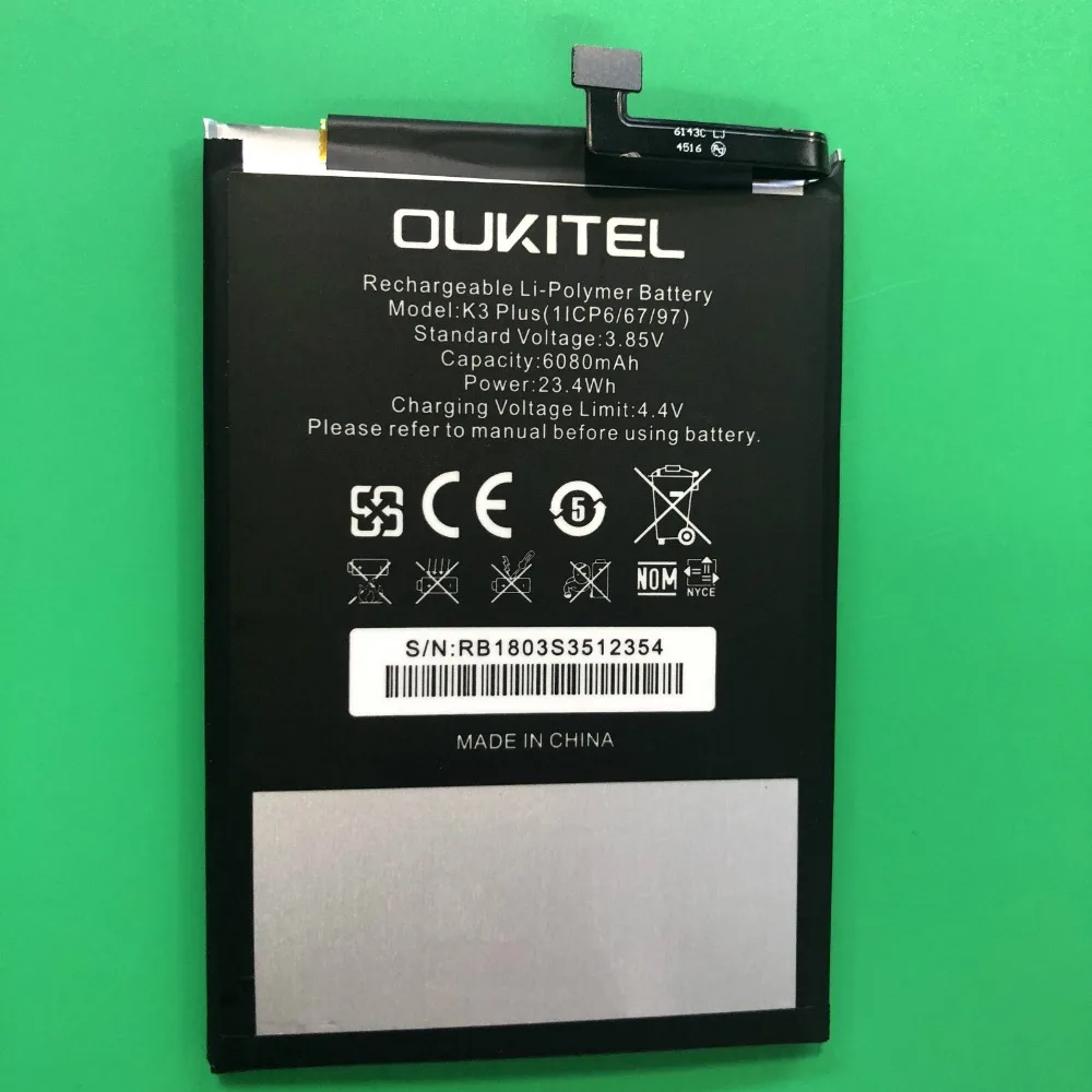 Новый аккумулятор для мобильного телефона OUKITEL K3 PLUS 6080 мАч долгое время ожидания