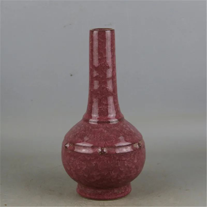 

Фарфоровая ваза в античном стиле QingDynasty, пурпурная бутылка с треснувшим льдом, ремесла ручной работы, украшение для дома, ручная работа/Колл...