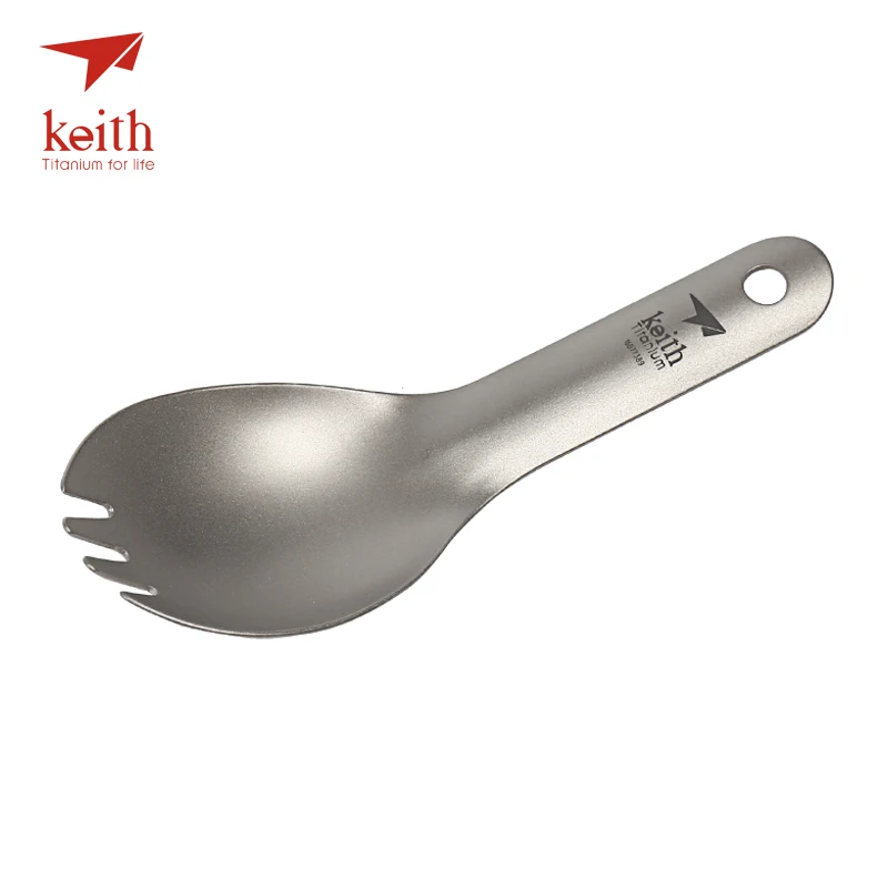 Кейт Титан короткие Spork для детей отдых путешествия столовые приборы пикник Пеший Туризм удобно дети Вилка титановая ложка посуда для похода для пикника туризм и походы кемпинг 13.6 г Ti5312