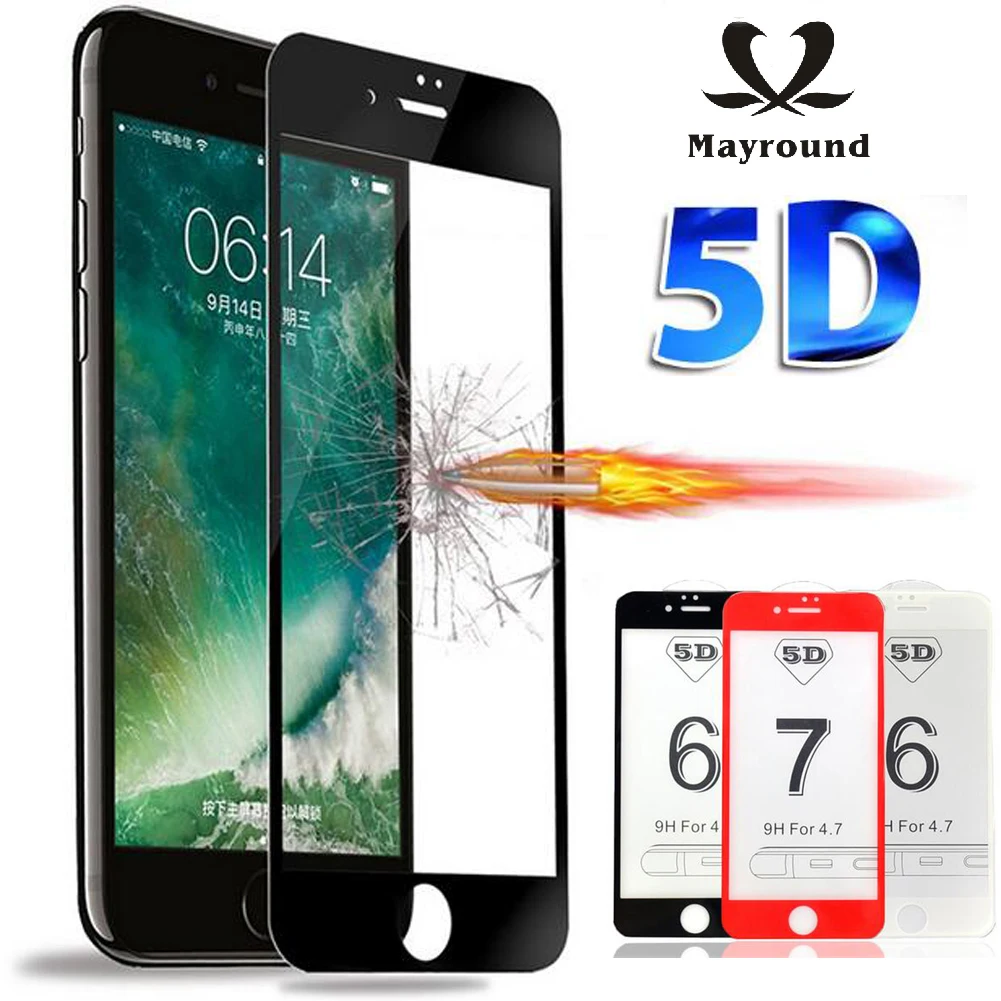 Mayround для iPhone X Ten 10 6S 7 8 Plus защита экрана 5D Geniun полное покрытие закаленное стекло