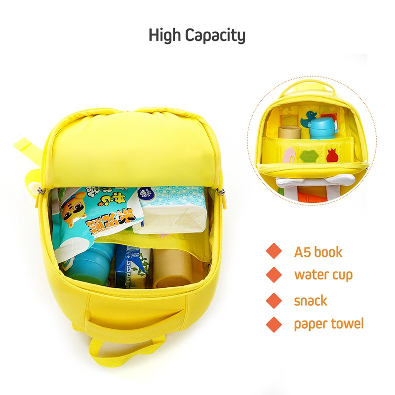 Cocomilo Factory Price 3D Yellow Rabbit Toddler Kids School Bag for Children Waterproof Animals Anti Lost Mochila Infantil Gift