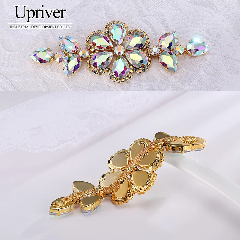 Аппликация для обуви и свадебного декора 5 см X 13 см|ab sew on rhinestones|ab crystalab crystal |