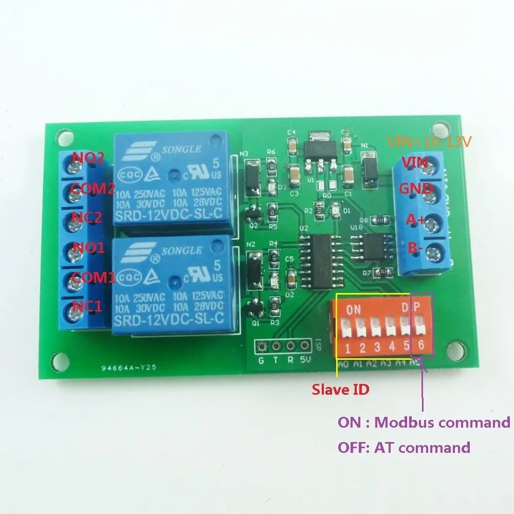 2ch RS485 Реле DC 12 В коммутатор modbus опрос команд AT ПЛК для камеры PTZ Электрический