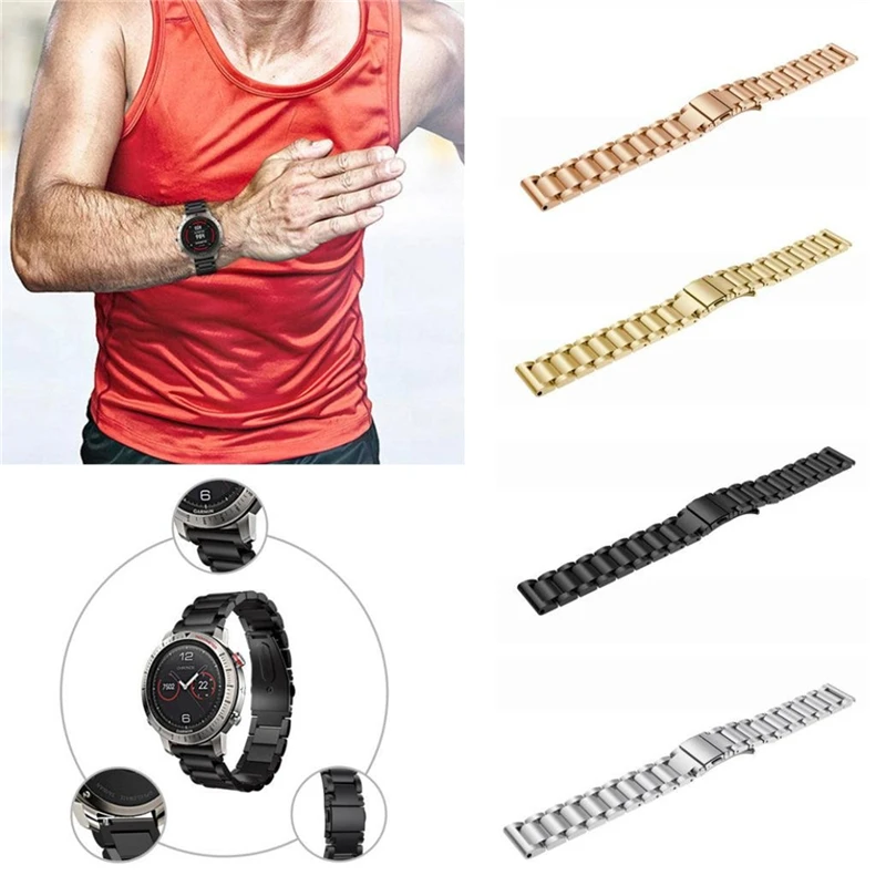 Ремешок из нержавеющей стали для Garmin GPS Fenix Chronos металлический сменный браслет