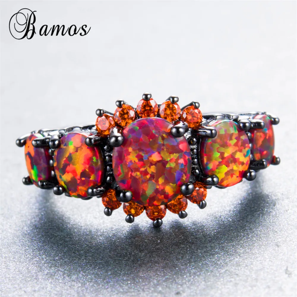 Кольцо Bamos женское модное золотое оранжевое с огненным опалом|gold filled jewelry|fire opal