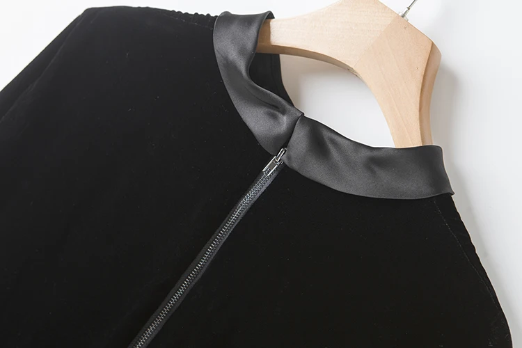 Women vintage 3/4 sleeve organza collar velvet dress 2017 pre-fall | Женская одежда