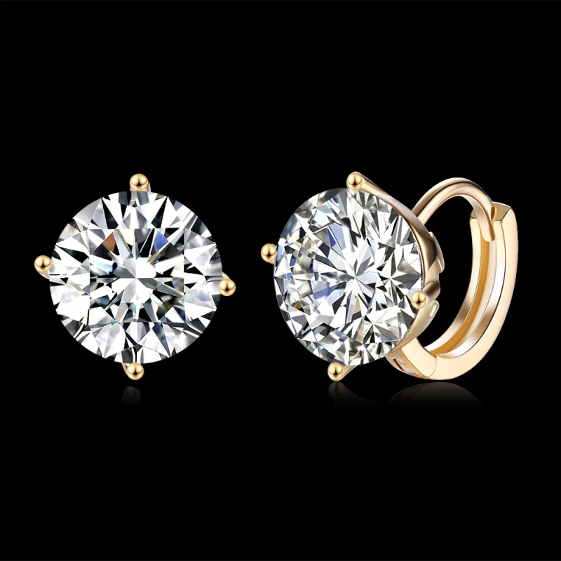 

Garilina Fashion Jewelry 2021 New Romantic White Stone Stud Earrings Gold Earrings For Women Wholesale AE2215