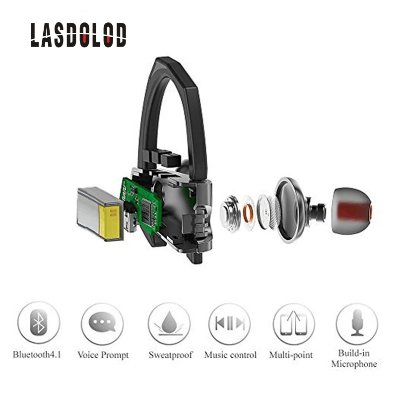 Sport bluetooth earphone wireless in-ear style waterproof headset rechargeable battery play time 12 hours | Электроника