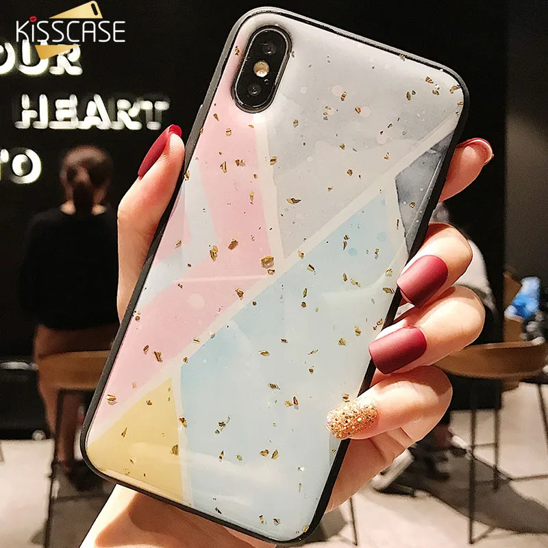 KISSCASE чехол с блестками для iPhone X XR XS Max 7 8 Plus 6 TPU полный защитный Funda 6S |
