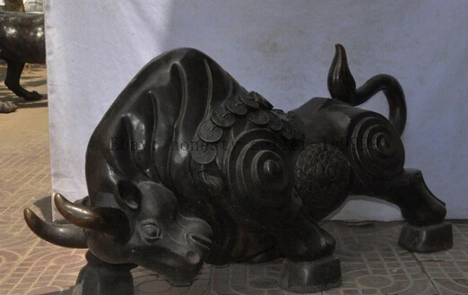 shitou 002782 42&quotchinese bronze money coin fish Wall Street Bullfighting Ox bull Cattle statue |