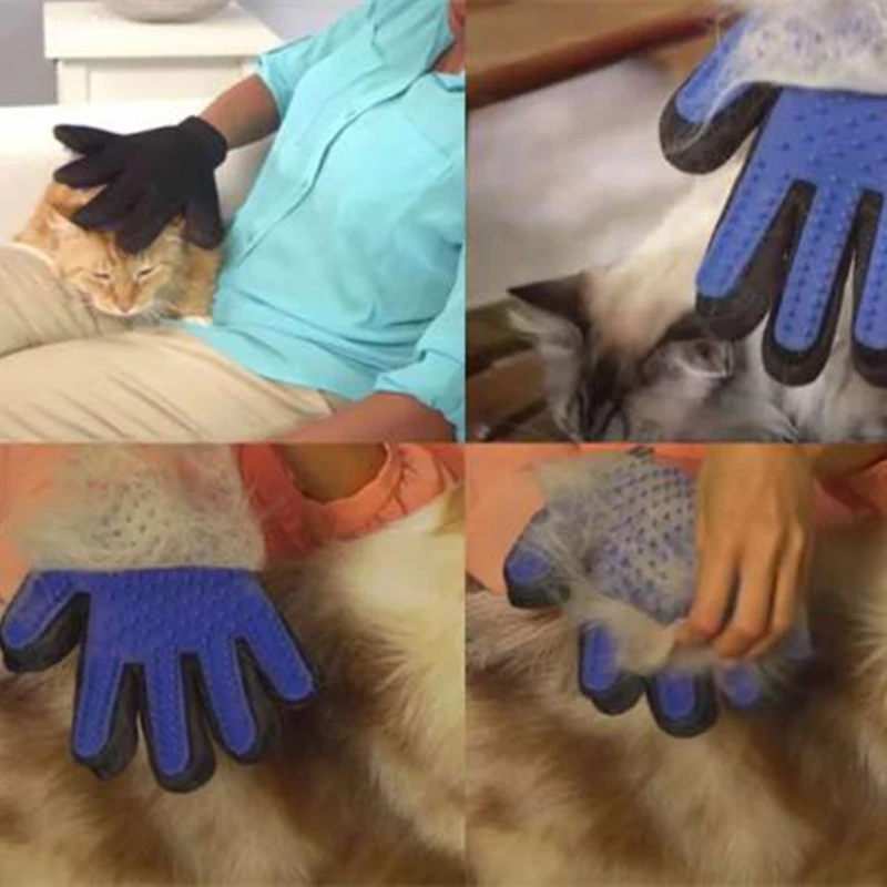 Dog Grooming Blue Glove Comb for Animals Cats Dogs Pet Hair Bath Massage Removal Right Hand Gloves Brosse Chien | Дом и сад