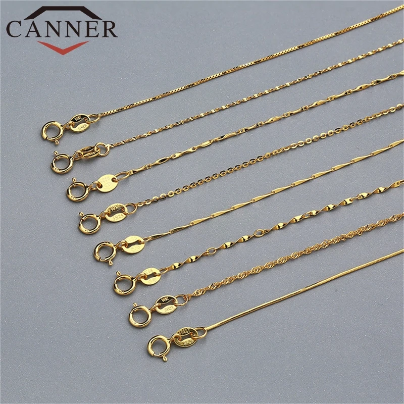 CANNER простое Настоящее чистое 925 пробы Серебряное ожерелье 40/45 см золото/розовое золото цвет цепи ожерелье s FO