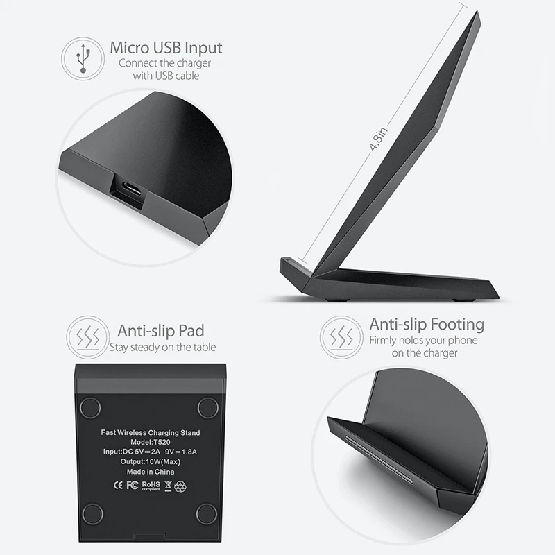 Choetech Qi Беспроводной Зарядное устройство Стенд 10 W 2 Быстрая зарядка зарядки для Iphone Xr Xs Max 8 samsung Galaxy S8 плюс S7 Портативный Chargin