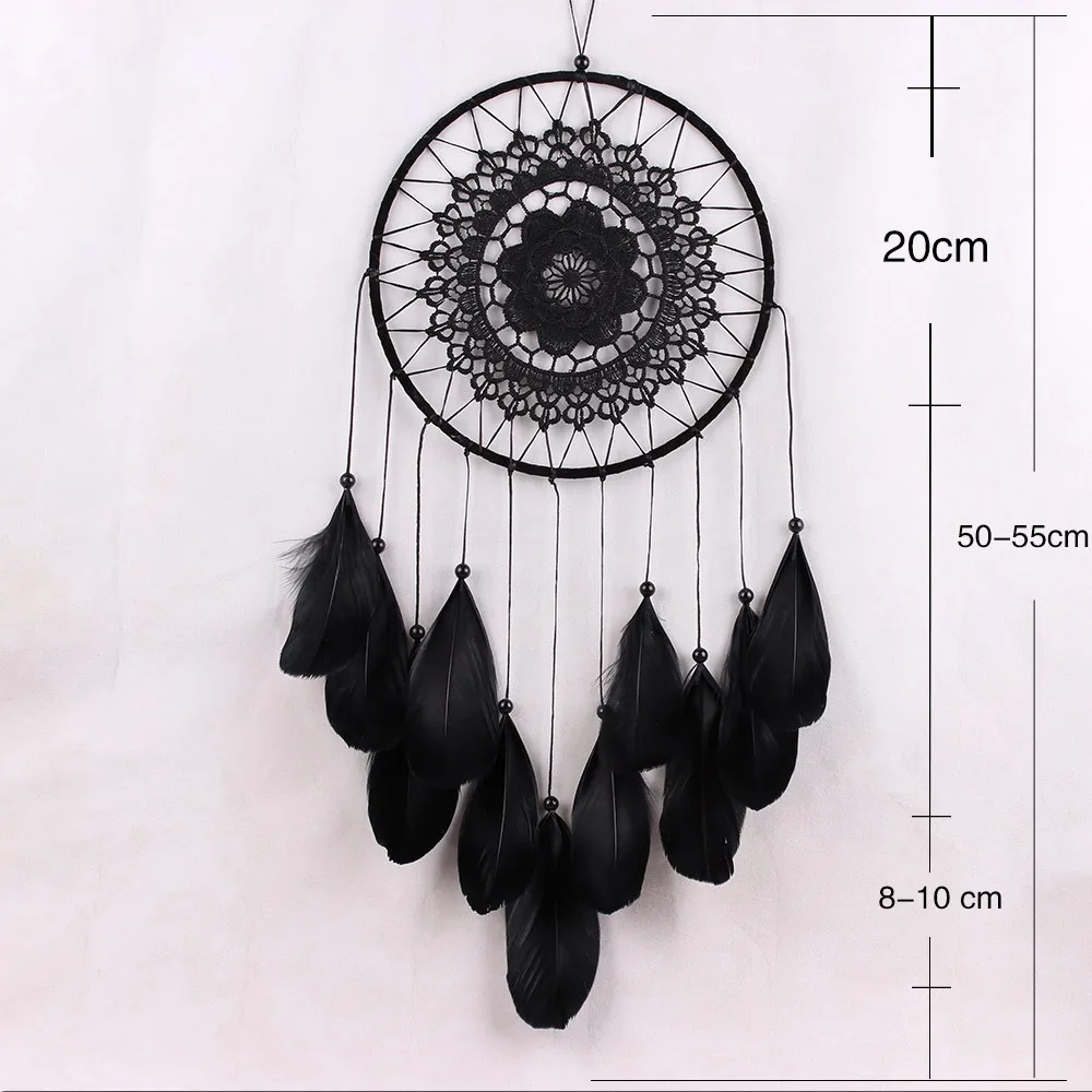Красивый Ловец снов ручная работа с черными перьями Кружевная Сетка для детской машины украшение|dreamcatcher