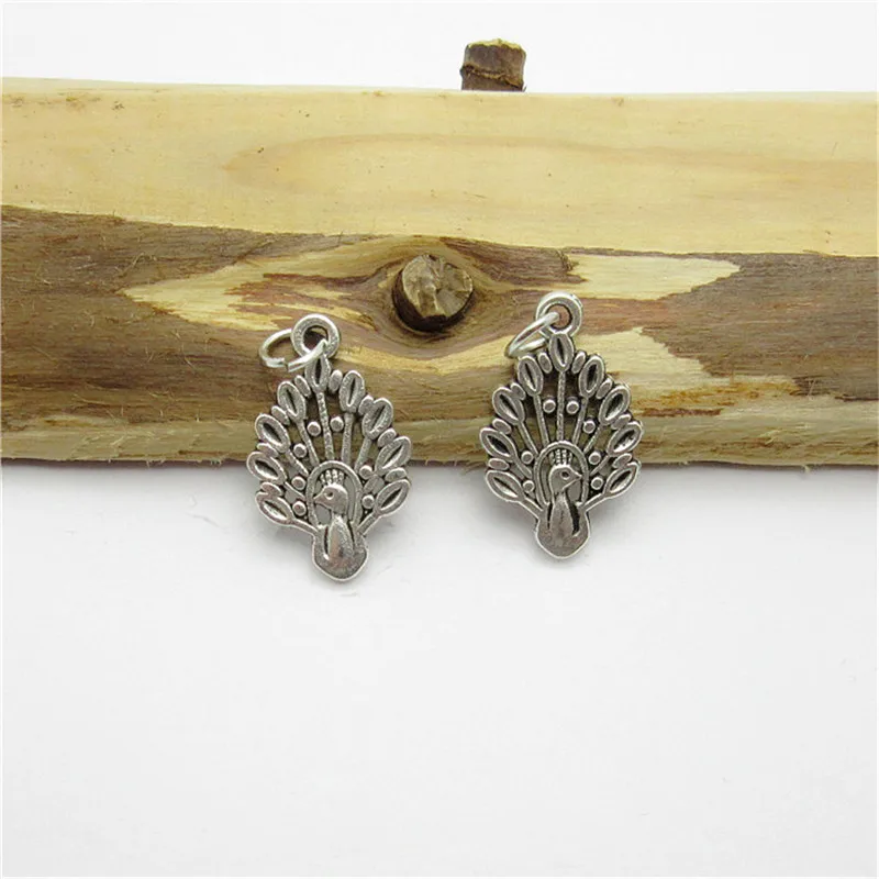 90PCS (19*11mm )Antique Silver Peacock Charm alloy pendant fit European Bracelets Necklace DIY Metal Jewelry Making | Украшения и
