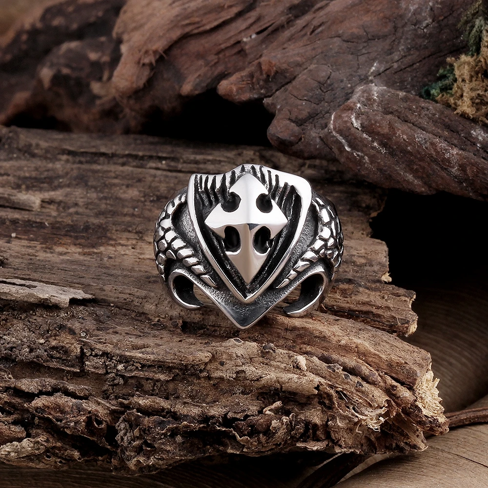 Крест щит Мода ретро мужское кольцо из нержавеющей стали anello uomo Bague Homme