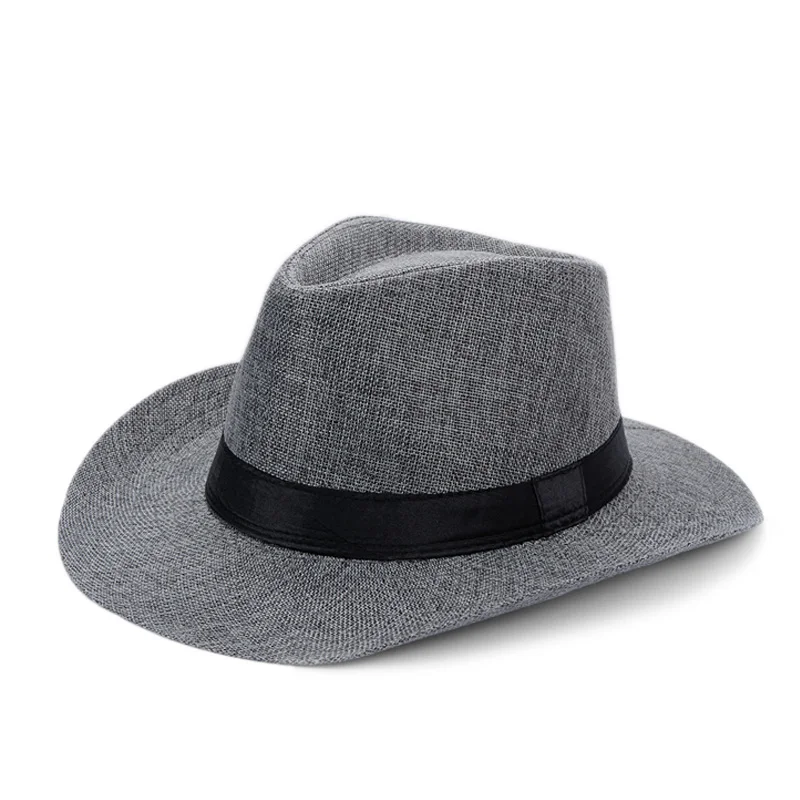 Grey Summer panama Летняя Панама шляпа Для мужчин льняное солнце шляпа пляжные шляпы с широкими полями Кепки мужской шляпы мягкая фетровая шляпа Панама джазовая, шляпа Hombre Панама сомбреро Chapeu YY17175 - Цвет: Grey Summer panama