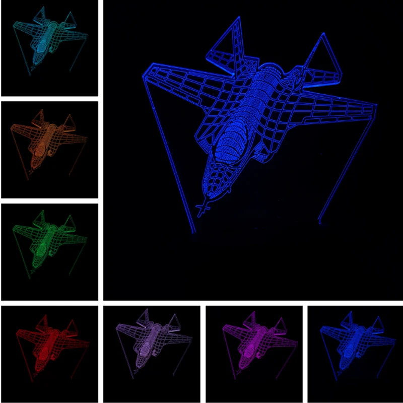 Крутой 3D самолет Ночник LED RC игрушка мальчик подарок воздушная война боец