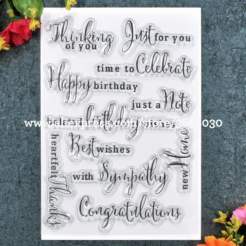 Thinking of you Just for Best wishes Scrapbook DIY photo cards rubber stamp clear transparent 11x16cm 8071330 | Дом и сад